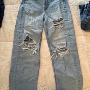 American Eagle Outfitters Ripped Light Blue Straight Leg Jeans